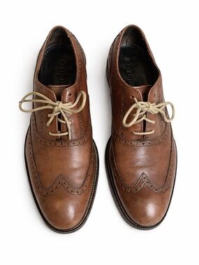 Cole Haan Classic Brown Leather Wingtip Dress Shoes - Men Sz 11.5